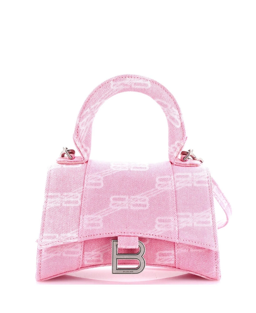 Pre-Owned Balenciaga Xs Hourglass Top Handle Bag Bb Monogram Denim