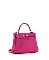 Pre-Owned HERMES Kelly 25 Handbag Swift with Palladium Hardware