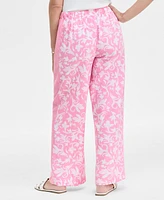 Jm Collection Women's Linen Blend Printed Pull-On Pants, Exclusively at Macy's