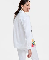 Jm Collection Women's Printed Cotton-Poplin Blouse, Exclusively at Macy's
