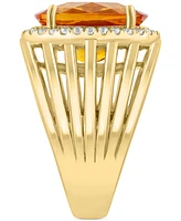 Effy Citrine (4-7/8 ct. t.w.) & Zircon (1/3 ct. t.w.) Statement Ring in 14k Gold over Silver