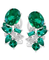 Effy Lab Grown Emerald (8 ct. t.w.) & Lab Grown Diamond (1/4 ct. t.w.) Mixed-Cut Statement Earrings in 14k White Gold