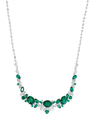 Effy Lab Grown Emerald (13-5/8 ct. t.w.) & Lab Grown Diamond (1-5/8 ct. t.w.) Mixed-Cut 18" Statement Necklace in 14k White Gold