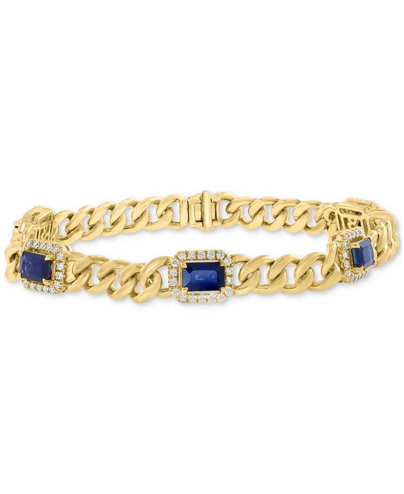 Effy Collection Diamond (5/8 ct. t.w.) & Sapphire (3-1/3 ct. t.w.) Bracelet in 14k Gold Over Silver