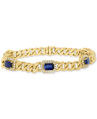 Effy Collection Diamond (5/8 ct. t.w.) & Sapphire (3-1/3 ct. t.w.) Bracelet in 14k Gold Over Silver