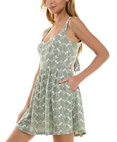 Trixxi Juniors' Tie-Back Eyelet Fit & Flare Dress