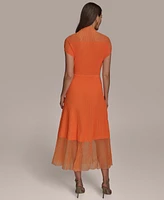 Donna Karan New York Women's Mock-Neck A-Line Dress