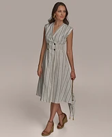 Donna Karan New York Women's Striped V-Neck Dress