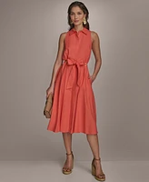 Donna Karan New York Women's Belted Sleeveless Shirtdress