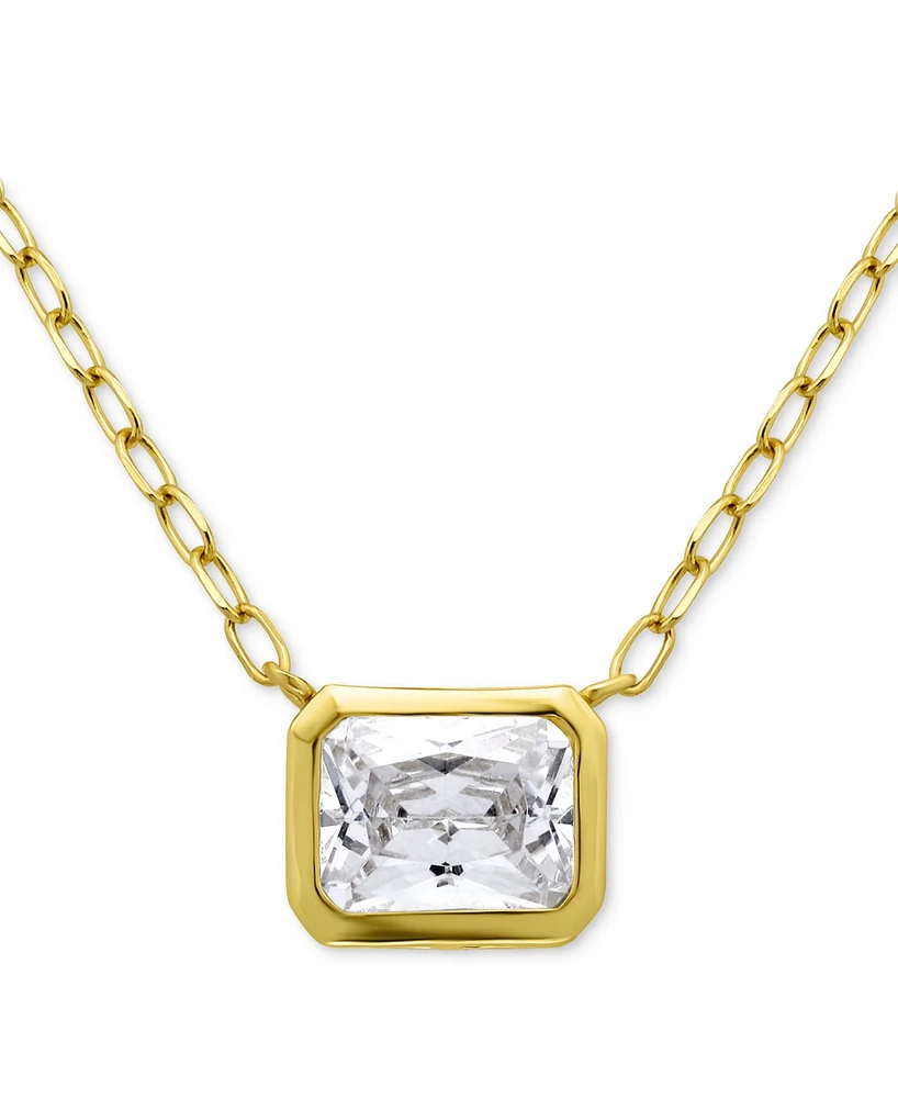 Giani Bernini Cubic Zirconia Bezel Set Solitaire Pendant Necklace, 16" + 2" extender, Exclusively at Macy's