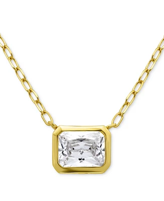 Giani Bernini Cubic Zirconia Bezel Set Solitaire Pendant Necklace, 16" + 2" extender, Exclusively at Macy's