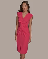 Donna Karan New York Women's V-Neck Ruched-Front Sheath Dress