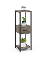 3-Tier Tall Plant Stand with Drawer Stylish Storage and Display for Balcony or Office