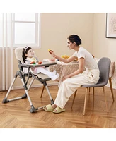 Foldable High Chair with Footrest and Detachable Tray