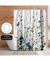 71x74 Floral Lavender Shower Curtain - 100% Polyester - Water-Resistant Bath Curtain