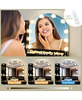 Makeup Vanity Desk Dressing Table and Stool Set with Mirror Lights