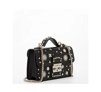 Susu Studded Small Leather Crossbody Bag Black Purse Women's Handbag