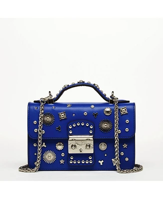 Susu The Hollywood Studded Leather Crossbody Bag Cobalt Blue