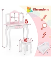 Kids Vanity Set with Drawer and 3 Makeup Accessories Fun Dressing Table for Toddlers