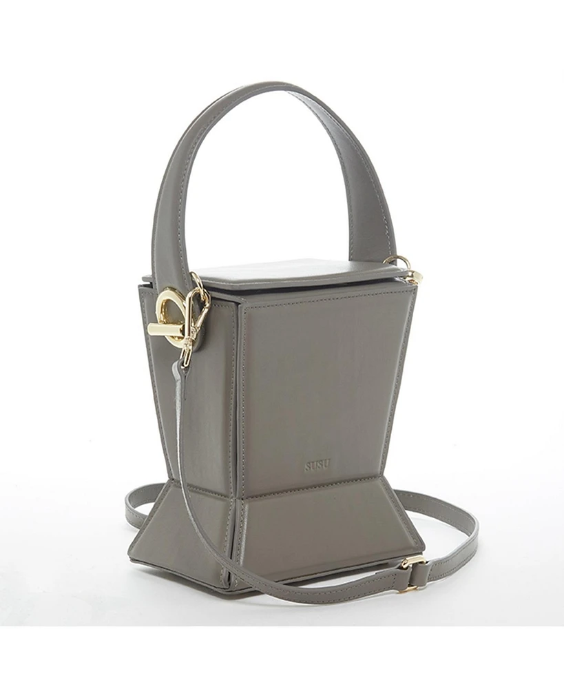 Susu The Amber Leather Bucket Bag Grey