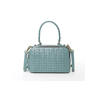 Susu The Kayla Woven Leather Crossbody Bag Blue