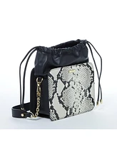 Susu The Patricia Black Leather Bucket Bag Snakeskin Design