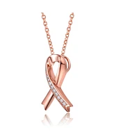 Sterling Silver 18K Rose Gold Plated with Clear Cubic Zirconia Loop Necklace