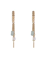 Rachel Rachel Roy Gold Tone Post Hoop Earrings with Chain and Bead Drops