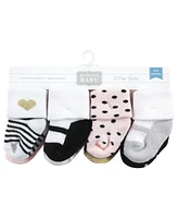 Hudson Baby Cotton Rich Baby Terry Socks 16-Pack, Silver Gold Pink, 6-12 Months