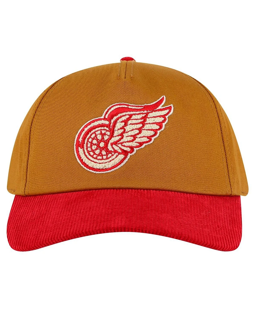 American Needle Men's Tan/Red Detroit Red Wings Burnett Adjustable Hat