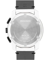 Movado Men's Bold Tr90 Swiss Quartz Chrono White Leather Watch, 43.5mm