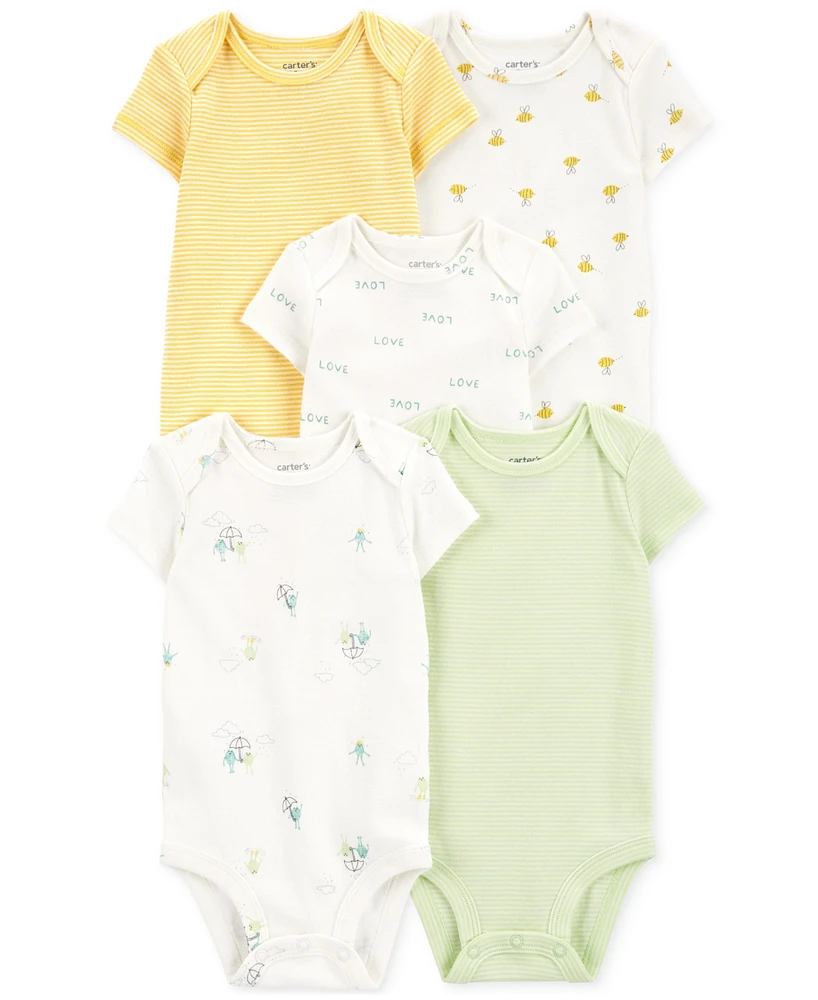 Carter's Baby Short-Sleeve Cotton Bodysuits, Pack of 5