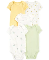Carter's Baby Short-Sleeve Cotton Bodysuits, Pack of 5