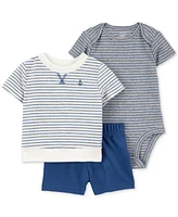 Carter's Baby Boys Striped Anchor Top, Bodysuit & Shorts, 3 Piece Set