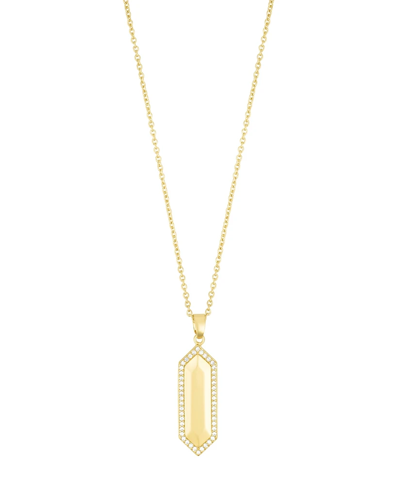 Adornia Gold Adjustable Cubic Zirconia Elongated Pave Hexagon Necklace