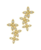 Adornia Gold Curved Flowers Earrings