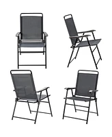 Gymax Set of 4 Folding Patio Chair Portable Sling Chair Yard Garden Outdoor