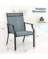 Gymax Patio Dining Chairs Set of 4 All Weather Outdoor Chairs w/ High Back & Armrests
