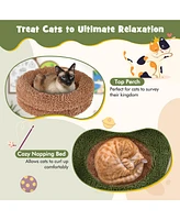 Gymax 60'' Cat Tree for Indoor Cats Cute Cat Tower w/ Sisal Scratching Posts & Rope