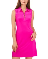Msk Petite Collarless Sleeveless Spread-Collar Shift Dress