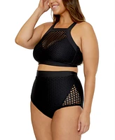 Becca Etc Women's Castaway Textured High Waist Bikini Bottoms