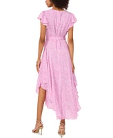 Vince Camuto Women's Printed Flutter-Sleeve Handkerchief Dress