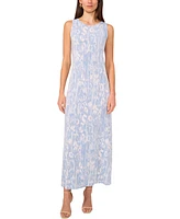 Vince Camuto Women's Abstract-Print Sleeveless Keyhole-Back Crewneck Maxi Dress