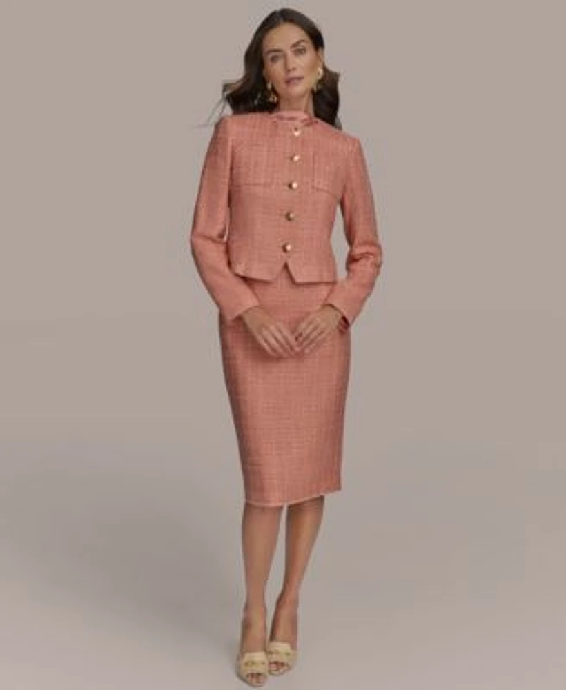 Donna Karan New York Womens Tweed Jacket Pencil Skirt