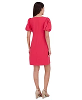 Vince Camuto Petite Boat-Neck Eyelet-Puff-Sleeve Shift Dress