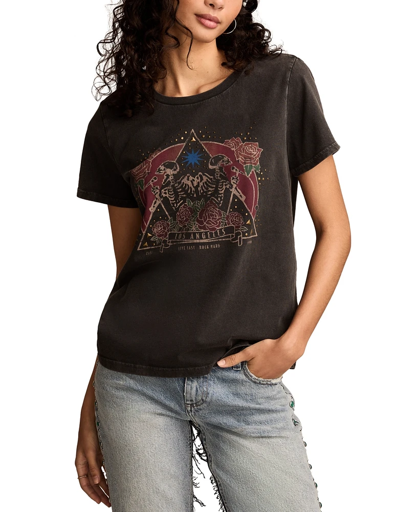 Lucky Brand Women's Singing Skeletons Crewneck Tee