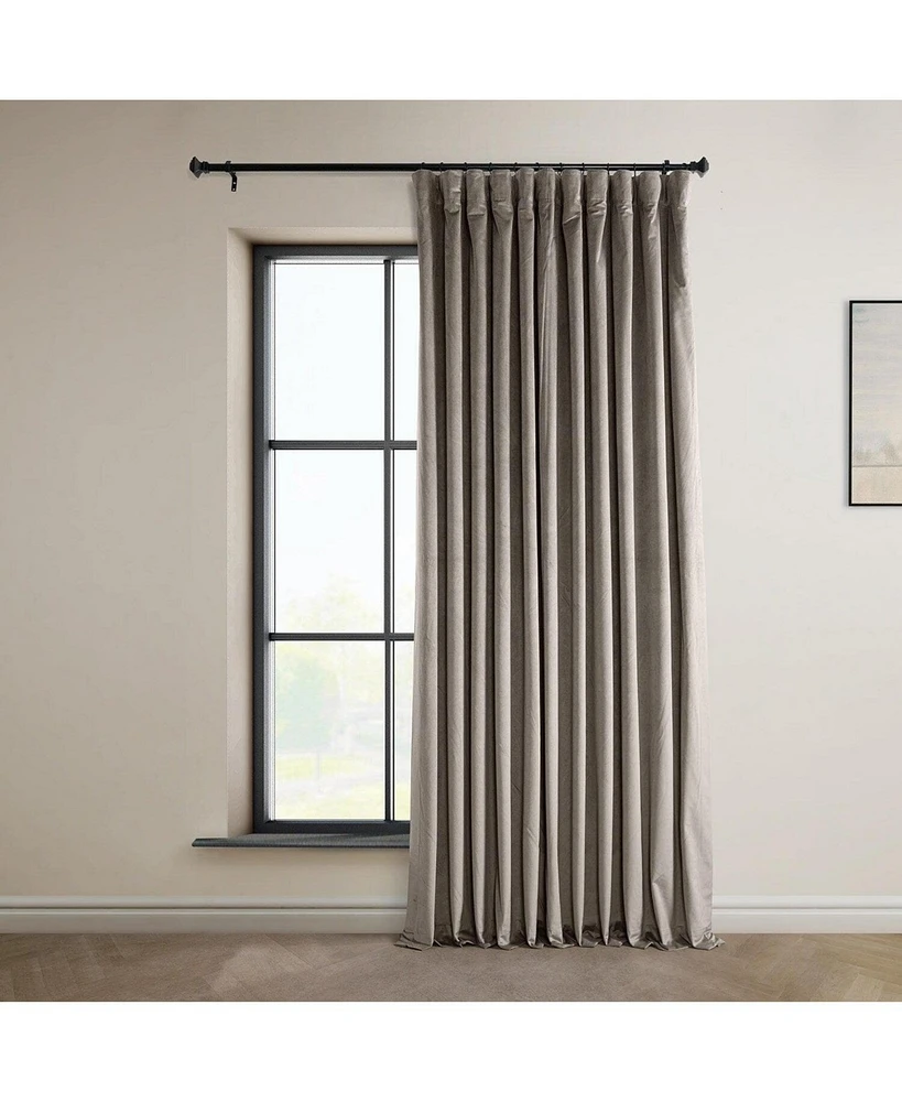 Half Price Drapes Library Taupe Extra Wide Signature Plush Velvet Hotel Blackout Curtain