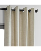 Half Price Drapes Natural Light Beige Grommet Thermal Cross Linen Weave Blackout Curtain