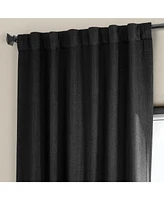 Half Price Drapes Essential Black Textured Faux Linen Room Darkening Curtain