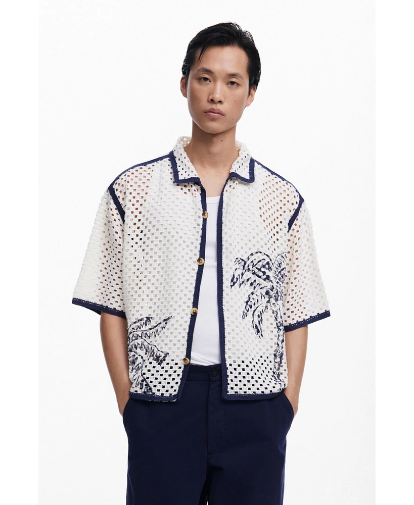 Desigual Men's Palm tree lace shirt